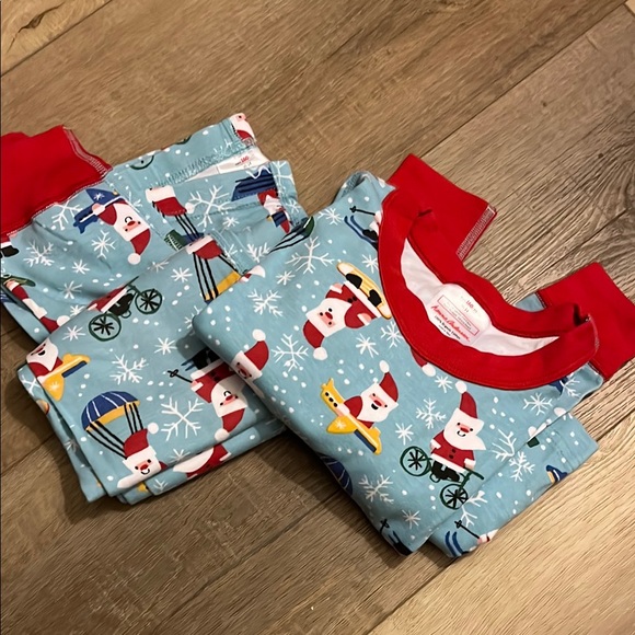 Hanna Andersson Other - Hanna Anderson Kids Pajamas with Santa Print - Blue and Red